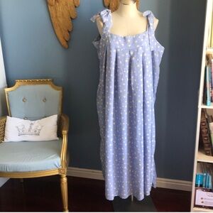 Eloquii light blue floral printed sleeveless pleated flowy maxi dress size 20
